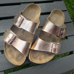 Birkenstock Arizona Platform by Papillo color Metallic Copper size 38 Like new!